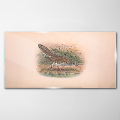 A bird above the water Wall art on glass