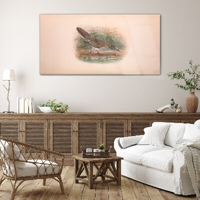 A bird above the water Wall art on glass