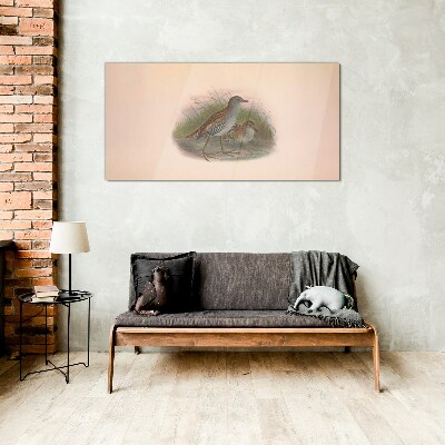 Birds in the grass Glass art print