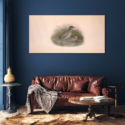 Birds in the grass Glass art print