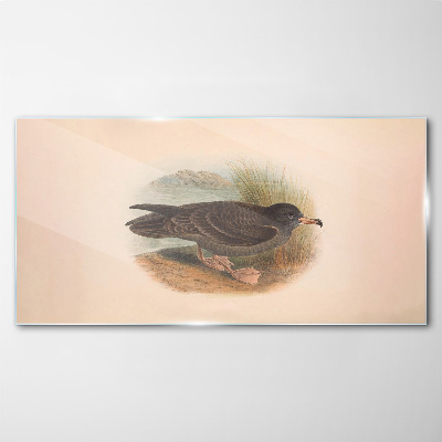 A bird on the water's edge Wall art on glass