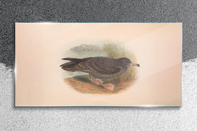 A bird on the water's edge Wall art on glass