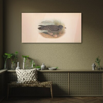 A bird on the water's edge Wall art on glass