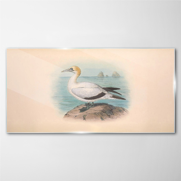 Sea bird in the water Wall art on glass