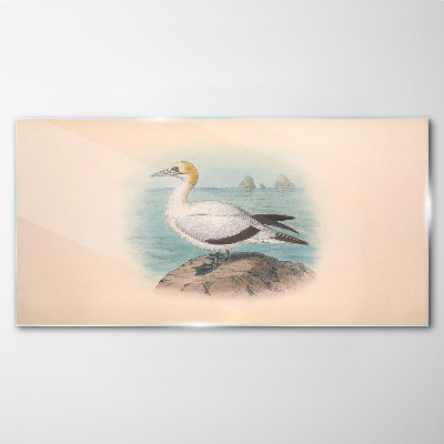 Sea bird in the water Wall art on glass