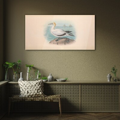 Sea bird in the water Wall art on glass