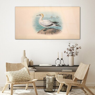 Sea bird in the water Wall art on glass