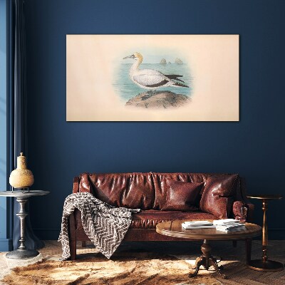 Sea bird in the water Wall art on glass
