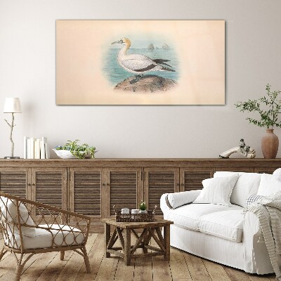 Sea bird in the water Wall art on glass