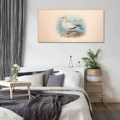 Sea bird in the water Wall art on glass