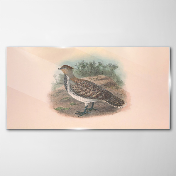 A bird in the background of nature Glass art print