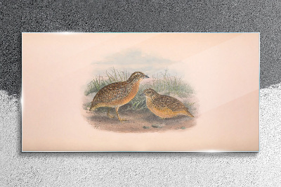 Two birds in the grass Wall art on glass