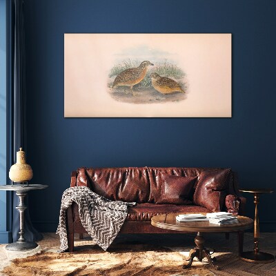 Two birds in the grass Wall art on glass
