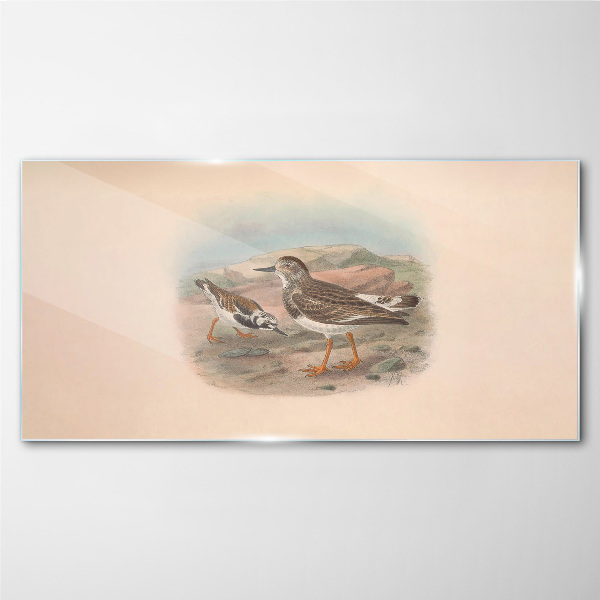 Birds in a desert landscape Glass art print