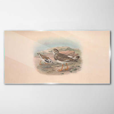 Birds in a desert landscape Glass art print