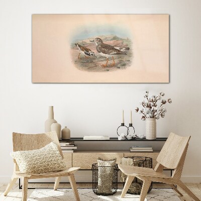 Birds in a desert landscape Glass art print