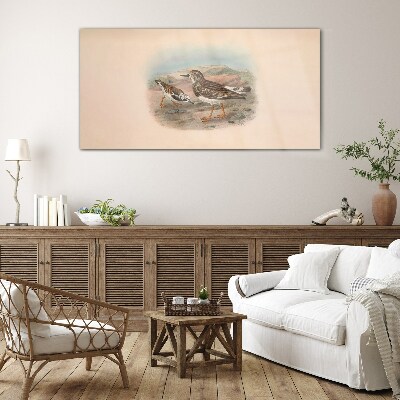 Birds in a desert landscape Glass art print