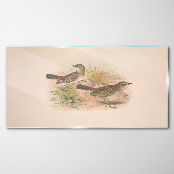 Birds in a natural background Glass art print
