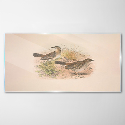 Birds in a natural background Glass art print