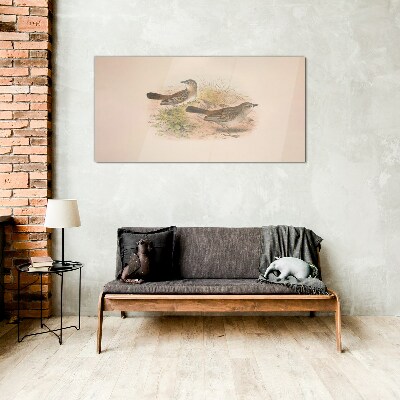 Birds in a natural background Glass art print