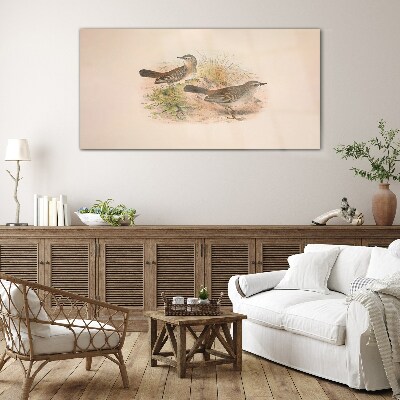 Birds in a natural background Glass art print