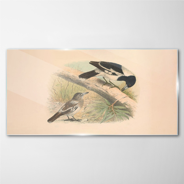 Birds on a branch Wall art on glass