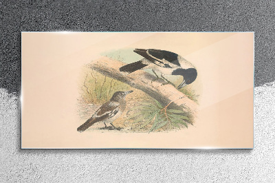 Birds on a branch Wall art on glass