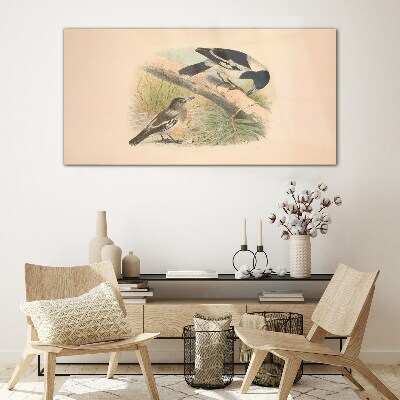 Birds on a branch Wall art on glass