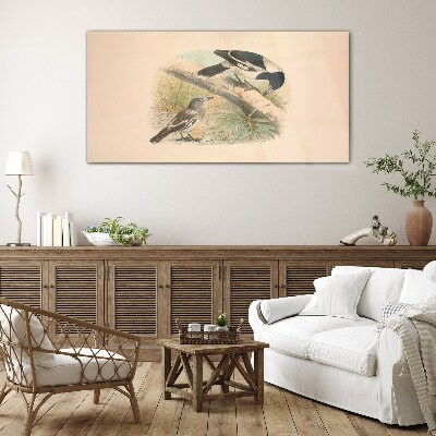 Birds on a branch Wall art on glass