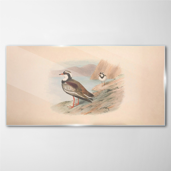 Birds over the water Glass art print