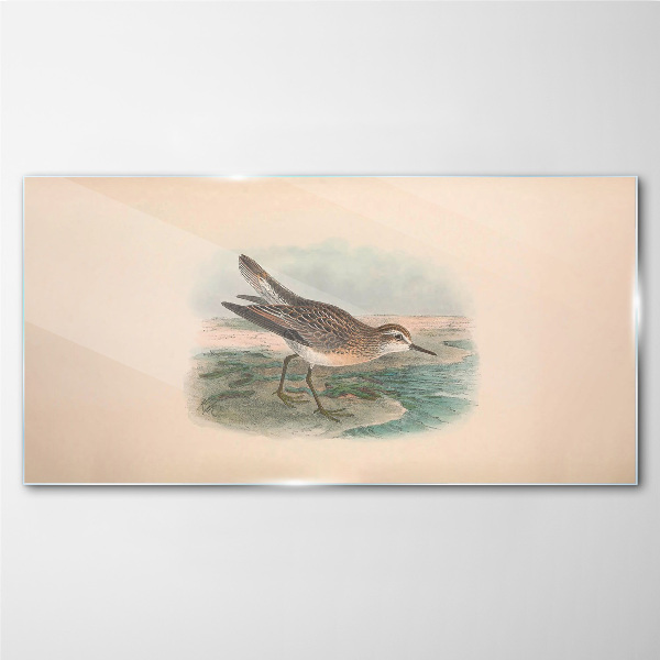 A migratory bird in the background of the landscape Glass art print