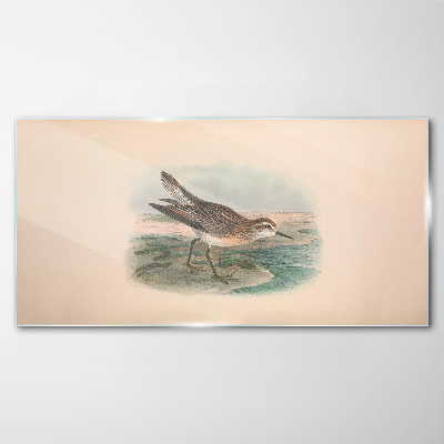 A migratory bird in the background of the landscape Glass art print