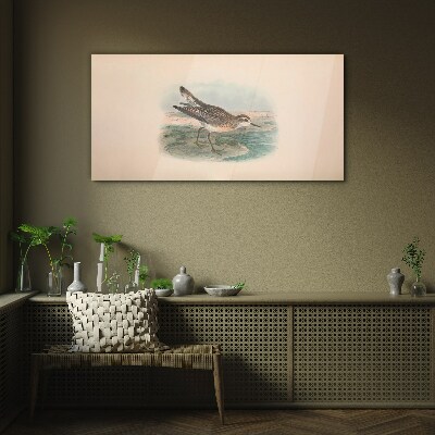 A migratory bird in the background of the landscape Glass art print