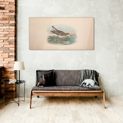 A migratory bird in the background of the landscape Glass art print