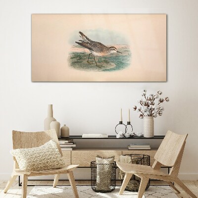 A migratory bird in the background of the landscape Glass art print