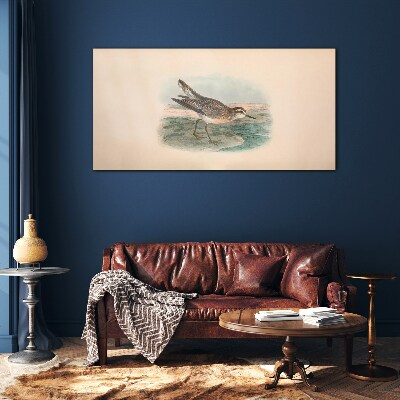 A migratory bird in the background of the landscape Glass art print
