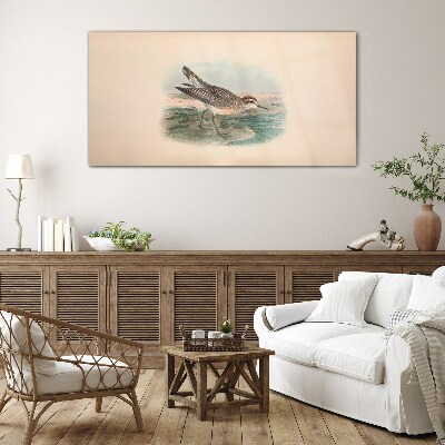 A migratory bird in the background of the landscape Glass art print