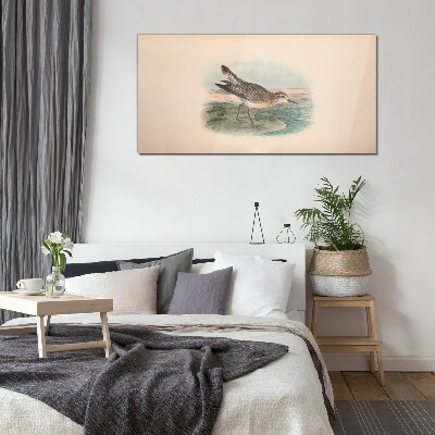 A migratory bird in the background of the landscape Glass art print