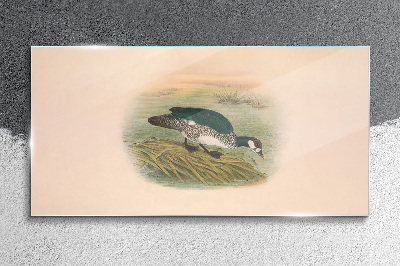 Bird on a water background Wall art on glass