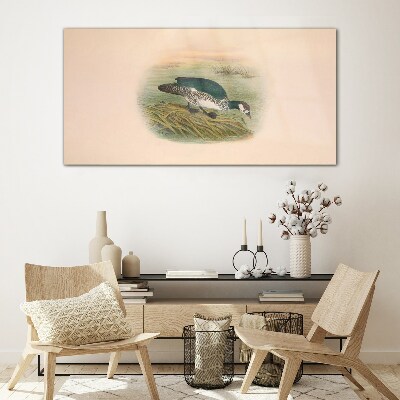 Bird on a water background Wall art on glass