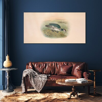 Bird on a water background Wall art on glass