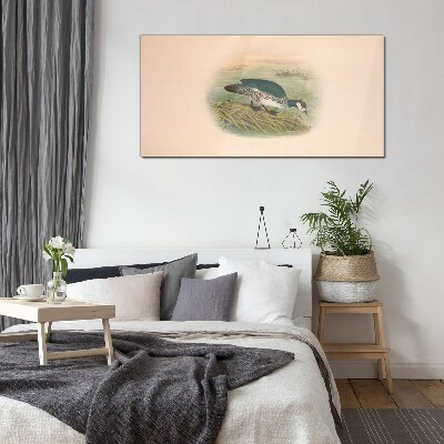 Bird on a water background Wall art on glass