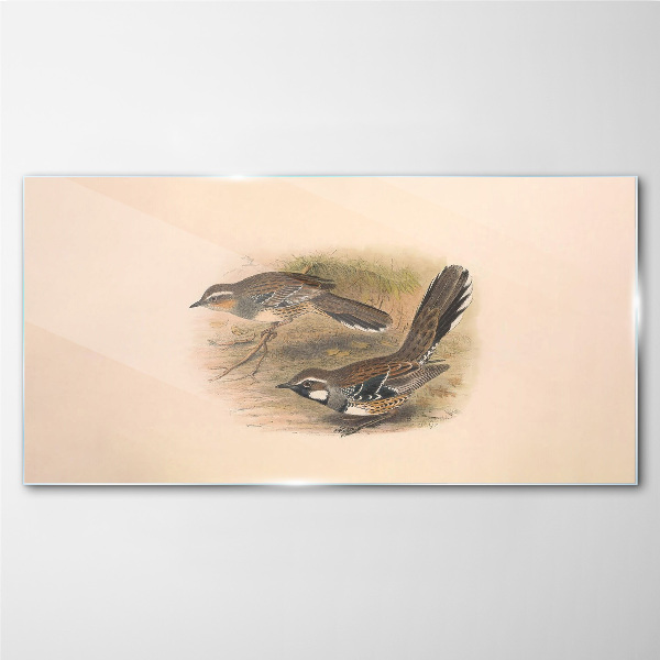 Birds in a delicate setting Glass art print