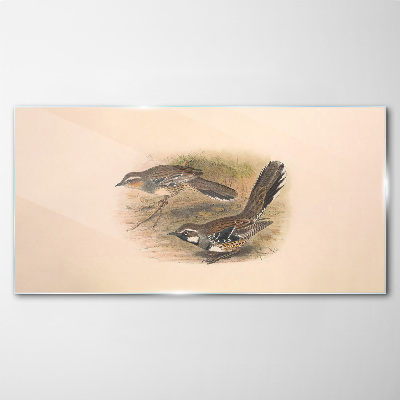 Birds in a delicate setting Glass art print