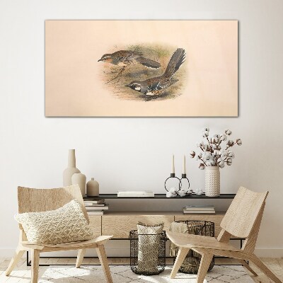 Birds in a delicate setting Glass art print