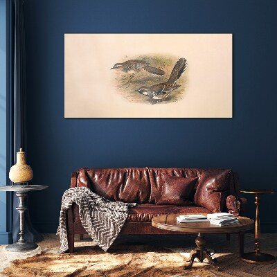 Birds in a delicate setting Glass art print
