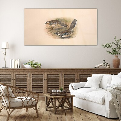 Birds in a delicate setting Glass art print