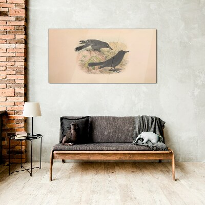 Birds animals figure Glass Wall Art