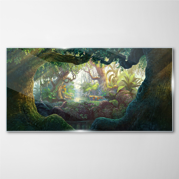 A mysterious forest full of life Wall art on glass