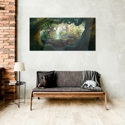 A mysterious forest full of life Wall art on glass